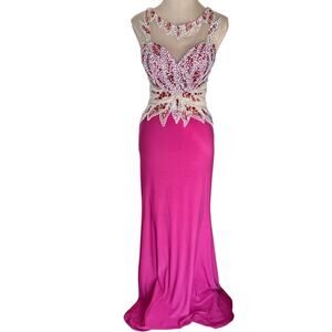 Bicici & Coty Jeweled Sequined Illusion Gown Glam Pageant Feminine Prom Formal